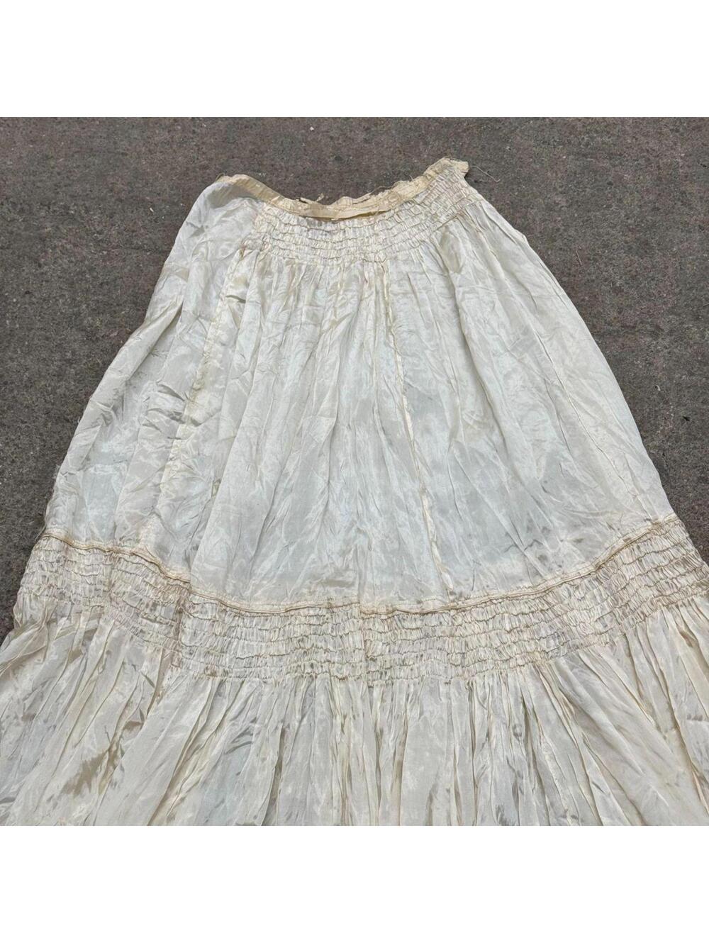 Antique Edwardian Silk Petticoat Slip Skirt XXS - Picture 3 of 7